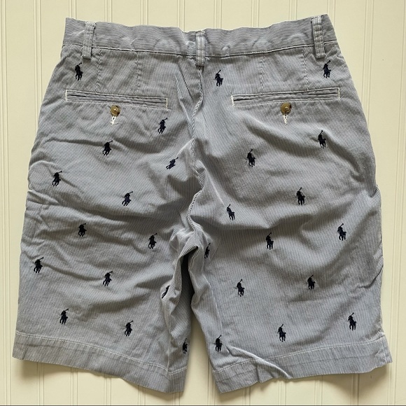 POLO Ralph Lauren  Seersucker  “All Over” Polo Pony Flat Front Shorts!   30 - Picture 6 of 10